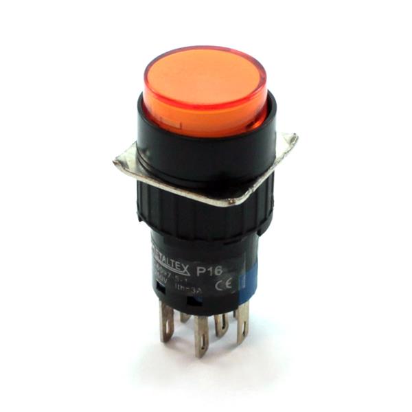 Botão de Comando Redondo Pulsante Iluminado Metaltex P16-BR7-O2 32383 32383