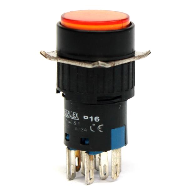 Botão de Comando Redondo com Retenção Iluminado Metaltex P16-IR7-O2 32385 32385