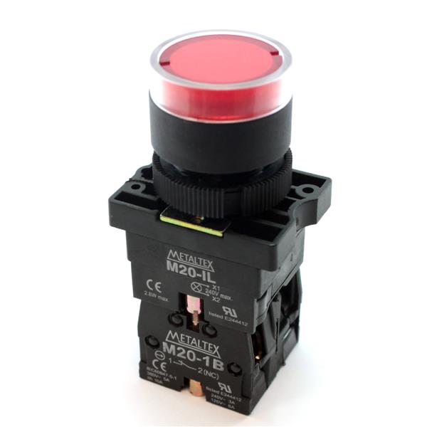 Botão de Comando Pulsante Iluminado Metaltex P20IGR-R-1C 30387 30387