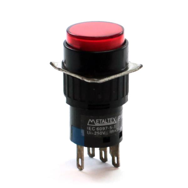 Botão de Comando Redondo com Retenção Iluminado Metaltex P16-IR7-R1 29093 29093