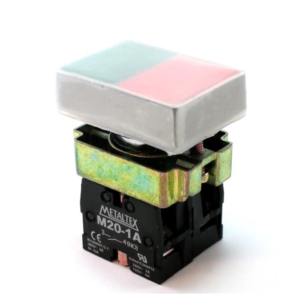 Botão de Comando Duplo com Capa Protetora Metaltex M20APL-1C 30569 30569