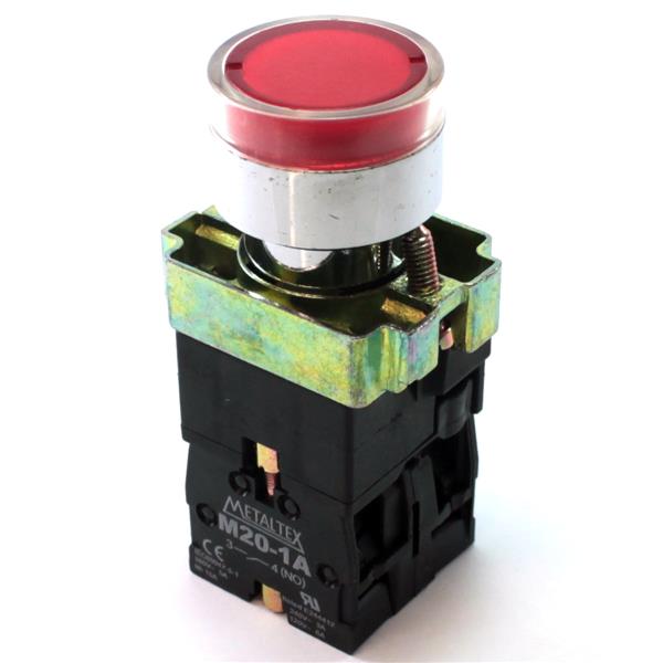 Botão de Comando Pulsante Iluminado Metaltex M20IGR-R-1C 30571 30571