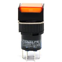 Botão de Comando Quadrado com Retenção Iluminado Metaltex P16-IS7-O2 33205 33205