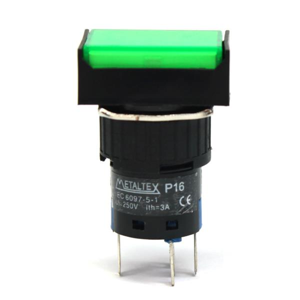 Botão de Comando Retangular Pulsante Iluminado Metaltex P16-BL7-G1 32824 32824
