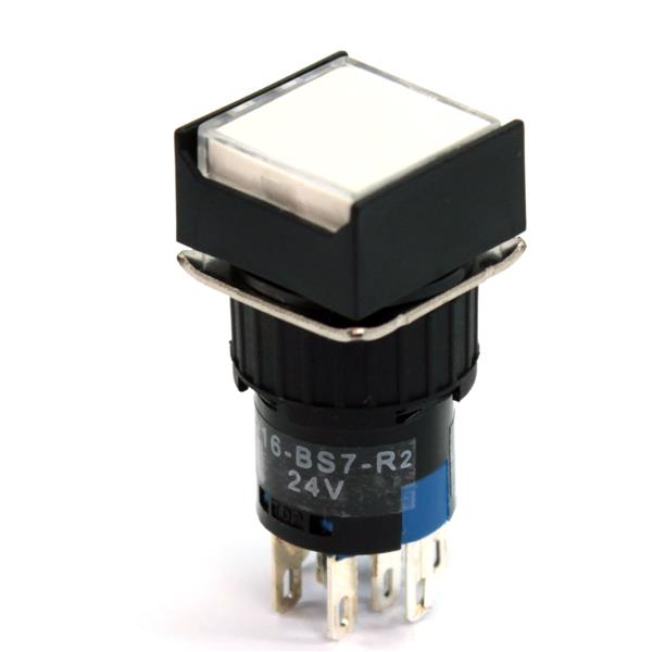 Botão de Comando Quadrado Pulsante Iluminado Metaltex P16-BS7-W2 32825 32825