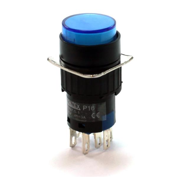 Botão de Comando Redondo Pulsante Iluminado Metaltex P16-BR7-BL2 34041 34041