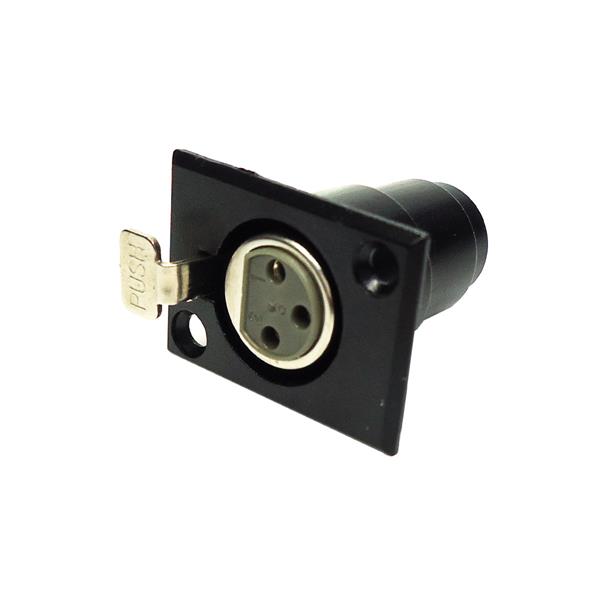 Conector Canon Fêmea Preto Metálico para Painel  19900 19900