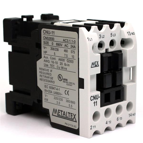 Contator Tripolar 12A 24VCA 50/60HZ Metaltex CNU11-B5-3A1a 5790 5790