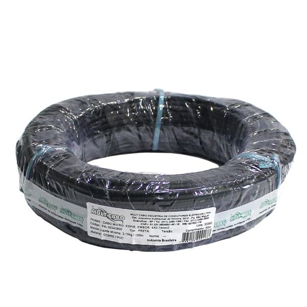 Cabo Espiralado Microfone Preto Mult Cabo 4X0,14 mm² rolo com 50 mts 6263 6263