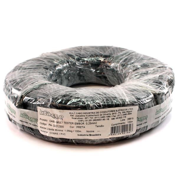 Cabo Emborrachado para Multiteste Preto Mult Cabo 0,25 mm rolo com 100 mts 6227 6227