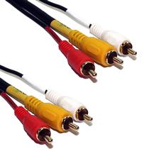 Cabo Áudio e Vídeo 3,00 metros 3 RCA X 3 RCA Gold Fio Coaxial 19706 19706
