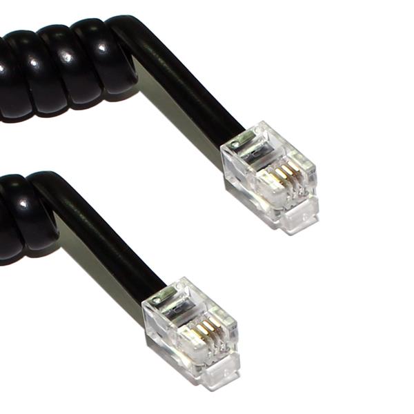 Cordão Espiral Preto para Monofone 2,00 metros 2 Pinos USA  19668 19668