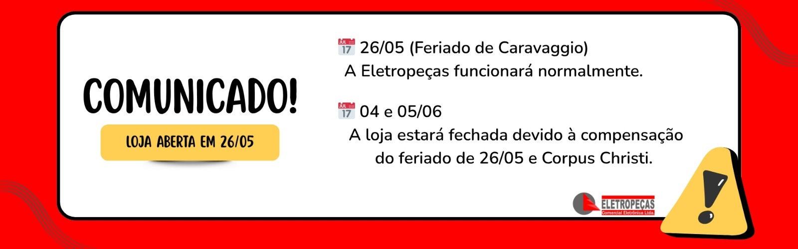 Troca de feriado Caravaggio