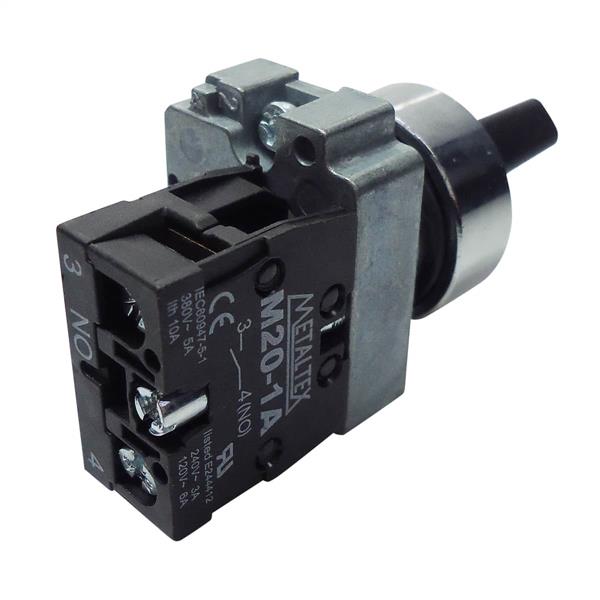 42742 Chave Seletora 2 Posições com Retorno Metaltex M20SLR3-B-1A - Eletropeças