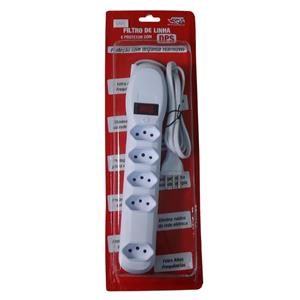 Filtro de Linha 5 Tomadas Bivolt 10A Branco Force Line 5000 43163 